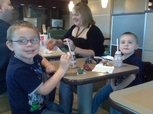 McDonald's  Boys enjoying the toys talking about Marketing with Karen THE Connector